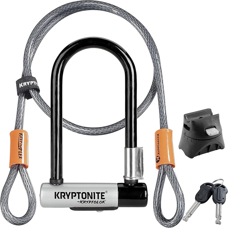 Kryptonite Kryptolok Mini-7 Bike U-Lock with Cable, Heavy Duty Anti-Theft Bicycle U Lock, 12.7mm Shackle and 10mm x4ft Length Security Cable with Mounting Bracket and Keys - Image 1